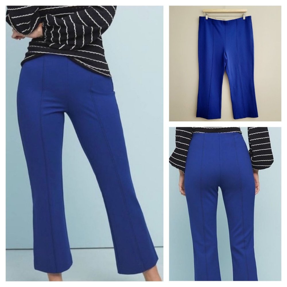 Anthropologie Blue The Essential Crop Flare Pull On Pants Women's Size Large